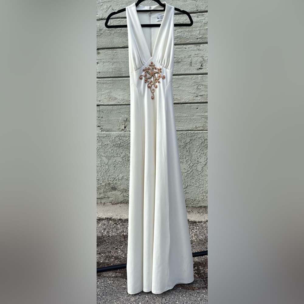VINTAGE 70 Sears white halter Grecian dress